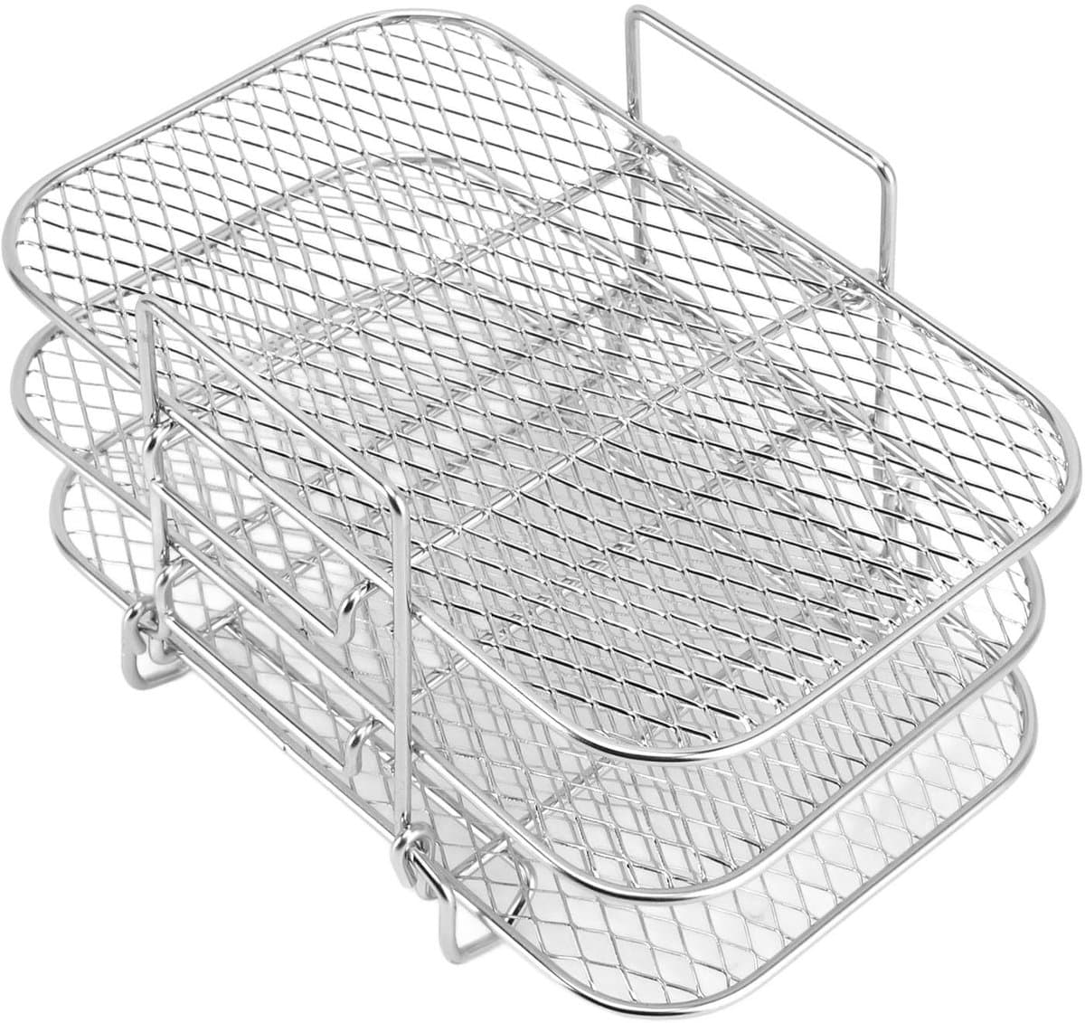 Dailygoods - Dailygoody - Air Fryer Rack - RVS Kookrek - 3-Lagen - Voor Oven en Magnetron - Gezond Koken met Airfryer - Geschikt voor Diverse Gerechten - Kleur of ... — afbeelding 1