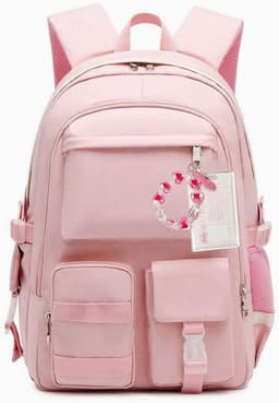 ID Kaart Houder met Retractable Keychain en Transparante Bescherming voor Studenten - Verticale Versie met Roze Hart Hanger — thumbnail 4