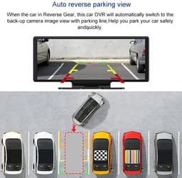Dashcam voor Auto - 10.26” Dashcam ADAS GPS Navigatie - Android 8.1 - Remote Monitor & Rijassistentie - 2G With 10m RCC - Zwart — thumbnail 5