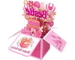 Kleurrijke 3D Verjaardagskaart met Envelop, Creatieve Pop-Up Kaart voor Feestjes en Meisjes, Perfect als Cadeau voor Vriendinnen
