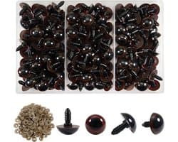 150 Stuks Veiligheidsogen 16mm Bruin Plastic voor Poppenmaken, DIY Creatieve Knutselprojecten en Ambachten