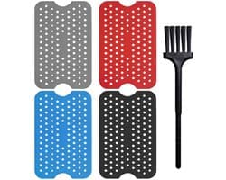 4 stuks siliconen friteuse matten met 1 borstel airfryer accessoires toren airfryer inserts friteuse matten airfryer matten airfryer oven (zwart, rood, blauw, grijs)