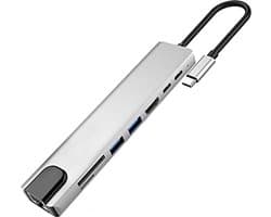 8 in 1 dockingstation, type ‑ C tot 4K voor HDMI Draagbaar multifunctioneel dockingstation, 8 poorten aluminium snellader dockstationadapter, pc-accessoire