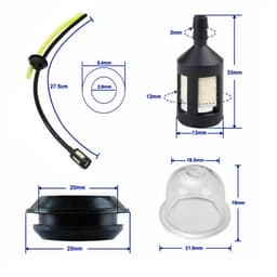 BRENZOOS- Brandstoffilter Set 4 Stuks - Brandstofslang 27.5 cm - Brandstofslang 15 cm - Universele Onderdelen - Hoogwaardige ABS/Rubber - Geschikt voor 18 mm Motoren — thumbnail 4