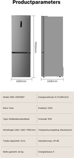 Coocaa 344 liter koel-vriescombinatie — thumbnail 3