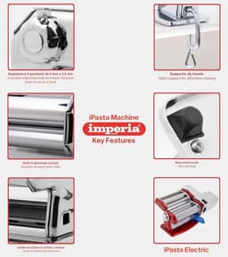 Pastamachine Elektrisch - Verse Pasta Maker - Zelf Pasta Maken - Verstelbare Dikte - 150 mm Breed - Rood — thumbnail 2