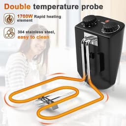 Diepe friteuse - Elektrische frituurpan - Lekkere snacks maken - 3 manden instelbaar - 5.3 liter capaciteit - Koffie goud — thumbnail 2