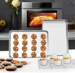Ibenzoa® Veelzijdige Roestvrijstalen Bakplaat Set met Koelrooster voor Oven en Airfryer Gebruik — thumbnail 5