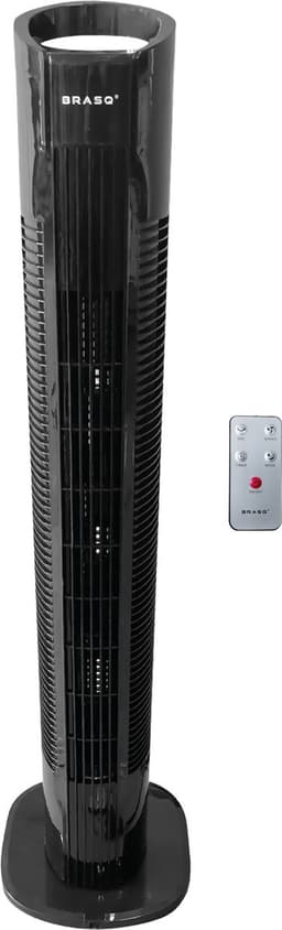BRASQ Torenventilator F500 – 80 cm Hoog – Zwart – Stil – Met Afstandsbediening – Timer & Slaapmodus – Staande Ventilator – 50W – Voor Slaapkamer & Kantoor — thumbnail 1