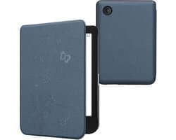 kwmobile e-reader hoesje geschikt voor Kobo Clara BW / Colour hoes - E reader flip case met magnetische sluiting - Ereader cover - Stengels en Vlinder design in donkerblauw