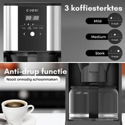 COOK-IT Koffiemachine met Bonen en Filterkoffie - Coffee Machine - Koffiezetapparaat met Display en Timer — thumbnail 5