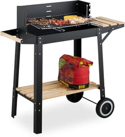 houtskoolbarbecue - met wielen - in hoogte verstelbaar rooster - windvanger — thumbnail 1
