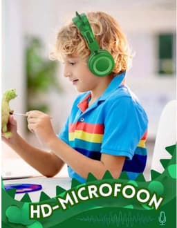 Intelectro Koptelefoon voor Kinderen - Dino Geïnspireerde Hoofdtelefoon voor Avontuurlijke Kids - Comfortabel en Opvouwbaar - Ingebouwde Microfoon - Hoge Compatibiliteit - Volumebeperking voor Kinderen - Groen - Levering Sneller dan Aangegeven! — thumbnail 3