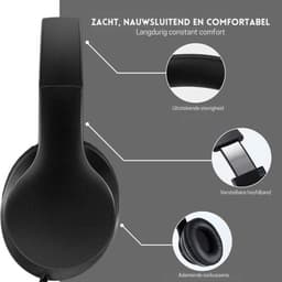 StayPowered Koptelefoon - Ingebouwde Microfoon - Lichtgewicht - Hoogwaardig Materiaal - Ademende Kussens - Zwart - 1,5m lange Snoer - Opvouwbaar en Draagbaar - 3,5mm Aansluiting - Levering Sneller dan Aangegeven! — thumbnail 5