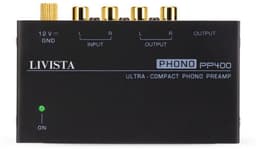 Livista premium platenvoorversterker – geschikt voor platenspelers – met RIAA-correctie – RCA audio-in- en uitgang – metalen behuizing – zwart — thumbnail 1