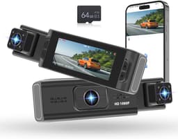 Dashcam voor en achter met 3,16 inch IPS-scherm en WiFi-verbinding - 1080p HD autobeveiligingscamera — thumbnail 1