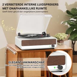 CRLYN® Platenspeler Bluetooth - CD Speler met Speakers - Vintage - Wit — thumbnail 3