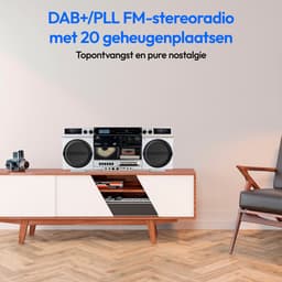 MEDION P66538 Cassetterecorder (retro boombox met cd-speler, jaren 80, groot, USB, SD, cd, cassette MC, DAB+ radio telescopische antenne, Bluetooth, cassettedeck, opnamefunctie, werkt op batterijen) — thumbnail 4