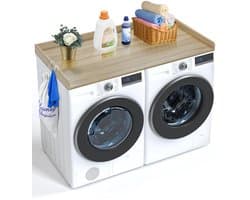 Wasmachine-Droger Werkblad, 54 x 27 inch, Hout, Waterafstotend met Anti-slip Pads, voor Wasorganisatie, Eiken