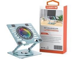 Xssive Laptop Standaard met Actieve Cooler- Sterke Ventilator - Ergonomisch & Verstelbaar - Laptopkoeler - Universeel voor 10 tot 17 inch Laptops
