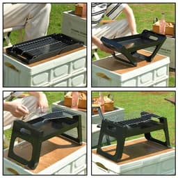 ZYLARO Opvouwbare Houtskoolbarbecues - Tafelbarbecue houtskool - Smoker mini barbecue - tafel bbq - Camping barbecues - Zwart — thumbnail 5