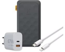 Xtorm 67W Fuel Series 5 Powerbank bundel - Powerbank 45.000 mAh + Xtorm 67W Lader + USB-C naar Lightning Kabel (150cm) - Geschikt voor laptops - Zwart - Noodpakket