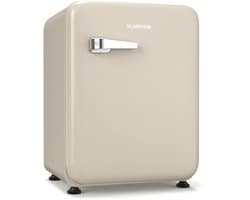 Klarstein Mini-Koelkast Audrey Evo 65L minikoelkast - retro design, stil (40 dB), compressor, verstelbare pootjes, kleine koelkast voor slaapkamers en kantoren, crème - voor Hotelkamer - Compact Geruisloos