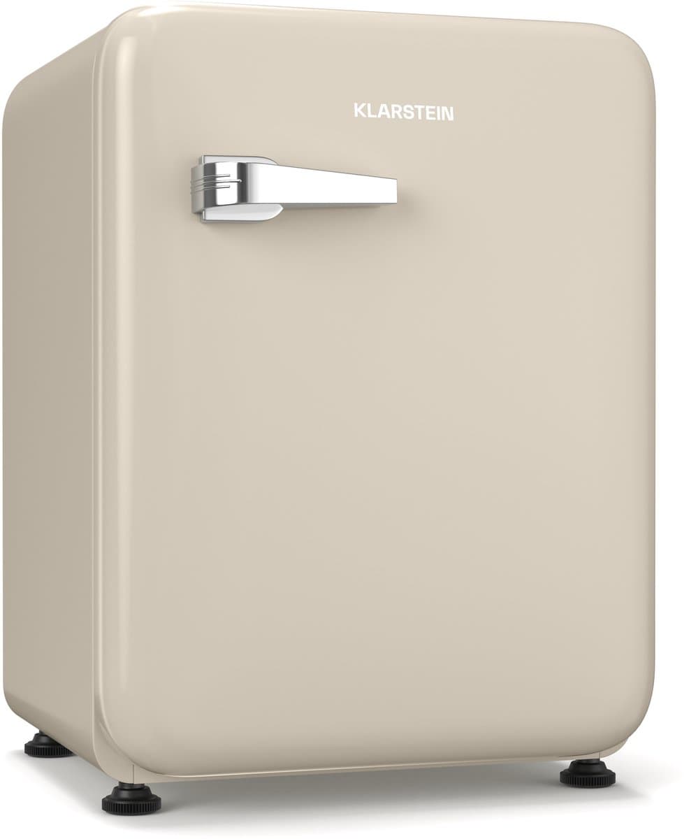 Klarstein Mini-Koelkast Audrey Evo 65L minikoelkast - retro design, stil (40 dB), compressor, verstelbare pootjes, omkeerbare deur, kleine koelkast voor slaapkamers en kantoren, crème - voor Hotelkamer - Compact Geruisloos — afbeelding 1