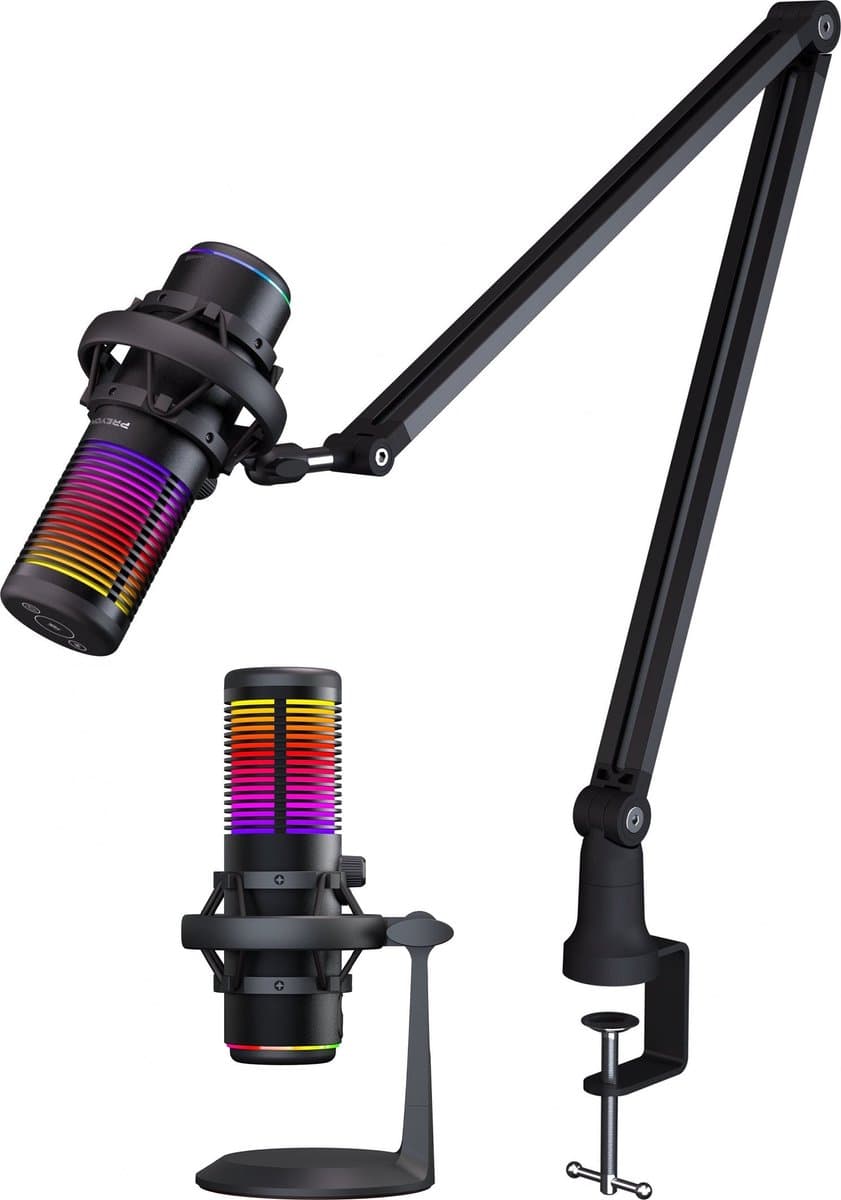 PREYON Osprey Scream - Gaming Microfoon - PC-Gaming Met Flexibele Arm - RBG - Gaming - Podcast - Streaming - Zwart — afbeelding 1
