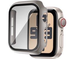 Bandz hard case hoesje met screenprotector geschikt voor Apple Watch 10 - 46mm & Apple Watch 11 - 46mm case - beschermhoes van polycarbonaat materiaal - Full cover case met screen protector (titanium kleur)