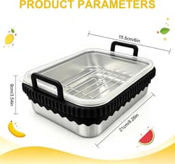 Airfryer voor COSORI heteluchtfriteuse 2 kamers/Ninja heteluchtfriteuse AF400EU/DZ400EU/AF451EU hittebestendig van roestvrij staal 304, krasbestendig, vaatwasmachinebestendig (zwart, met — thumbnail 2
