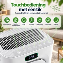 MUPOO Luchtreiniger met hepafilter voor Huisdieren -Huisdiermodus -CADR 295 m³/u-Grote Luchtinlaat & Dubbelzijdige Filtratie - 3-Laags Filtersysteem(H13 HEPA, Koolstoffilter & Wasbaar Voorfilter ) - 25 dB Slaapstand - voor Woonkamer en Slaapkamer — thumbnail 3