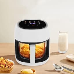 Heteluchtfriteuse - Airfryer frituurpan - Voor gezond koken - Glazen bakmand - 33 liter - Zwart-wit — thumbnail 2