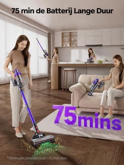 Steelstofzuiger draadloos krachtige zuigkracht stille werking LED display met lange accuduur 1,6 l stofreservoir — thumbnail 4