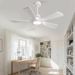 MIVRAY Plafondventilator Met Verlichting - 106 Cm - Vijf Houten Bladen - Wit - Dimbare Ledverlichting - Afstandsbediening Met Zes Snelheden — thumbnail 4