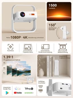 Beamer Draagbare Mini - 1500 Lumen Helderheid - 1080p Resolutie - LCD Scherm - Voor Thuisbioscoop En Presentaties — thumbnail 1