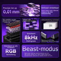 AULA WIN60 HE - Bedraad Gaming Toetsenbord - Magnetische Toetsen - 60% RGB -Hall Effect Rapid Trigger Gaming Keyboard- Gasket - Hot Swap - 8K Hz Polling Rate - QWERTY Toetsenborden - Zij Bedrukte toetsen - 61 Keys - Zwart — thumbnail 4