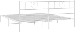 Bedframe met hoofdeinde metaal wit 183 x 213 cm Telaio per camera da letto Cornice da letto per soggiorno Struttura del letto dell'hotel Adatto per camera da letto — thumbnail 5