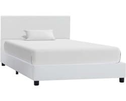 Bedframe, familiebed, palletbed, bedframe, wit, kunstleer, 90x200 cm