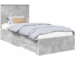 Bedframe met lade grijs beton 90 x 200 cm