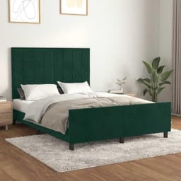 Bedframe zonder matras 140x190 cm fluweel donkergroen met verstelbaar hoofdeinde stevige poten multiplex lattenbodem voor slaapkamer woonkamer comfortabele ondersteuning — thumbnail 1