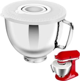 RVS Mengkom - Keukenmachine Kom - Bakken en Mixen - Speciaal Ontworpen - 5 Liter Inhoud - Met Deksel — thumbnail 1