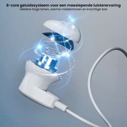 AdroitGoods Oordopjes 3,5 mm Jack met Draad en Microfoon - Stereo Oortjes met Volumeregeling - Bedrade Headset 1,2m voor Muziek & Bellen - Ergonomisch - Wit — thumbnail 3