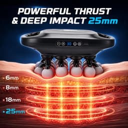 Massagepistool met 20 koppen, massageapparaat met 30 instelbare snelheden en 3 massagemodi, massagepistool met rood - ShopVlot — thumbnail 2