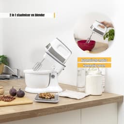 Levo® Mixer met Mengkom - Keukenmachine - Mixer - 3.4 Liter Mengkom - Wit - 31cm x 21cm x 36cm — thumbnail 4