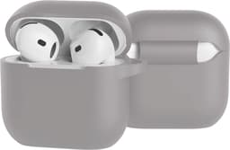 Case - Geschikt voor Apple AirPods 5 - Siliconen Hoes met Clip - Silicone Hoesje Cover - Grijs — thumbnail 1