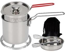Mini friteuse - Kookpan met frituurmand - Thuis koken - Frituuroplossing - 1.2 L - Zilver