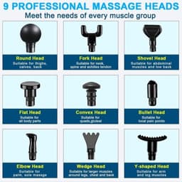 Massagegun - Spierherstelapparaat - Spieren masseren - 30 snelheden, 9 koppen - 12mm diepte - Zwart — thumbnail 3