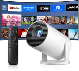 Mini Beamer - 1280 x 720 Resolutie Android 14 - 8000 Lumen Lichtsterkte - Draagbaar Wit - Smart Projector — thumbnail 1