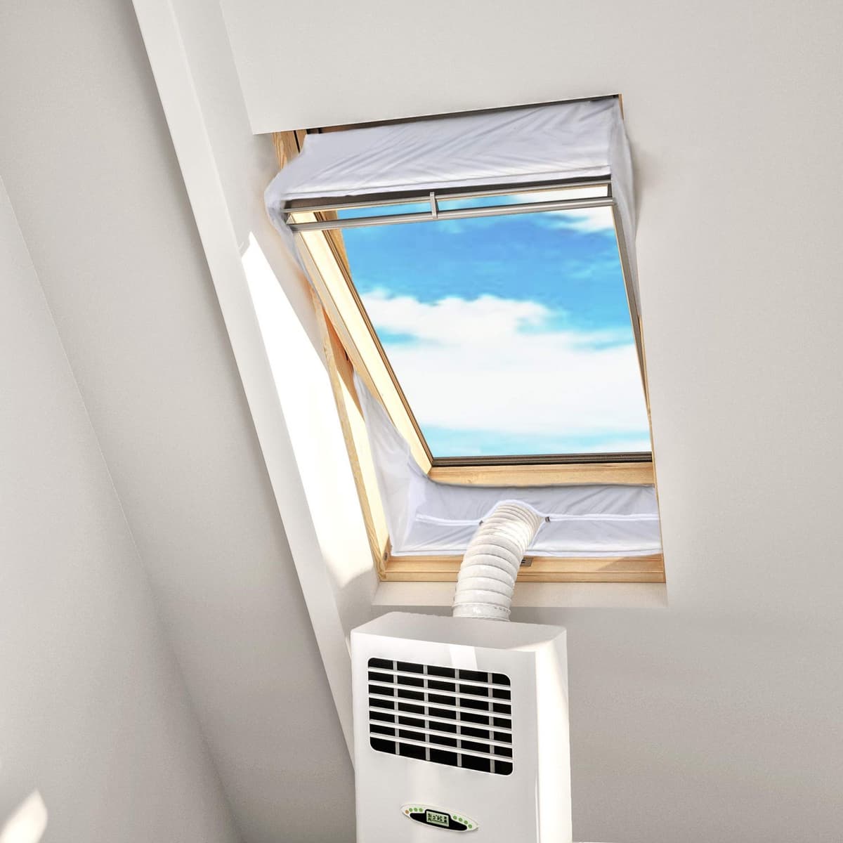 Centraal Pivot Dakraam Afdichting Set voor Mobiele Airconditioning en Wasdrogers - Werkt met Elke Mobiele Airconditioning - voor Raamomtrek van 311 tot en met 390cm (190cm x2) — afbeelding 1